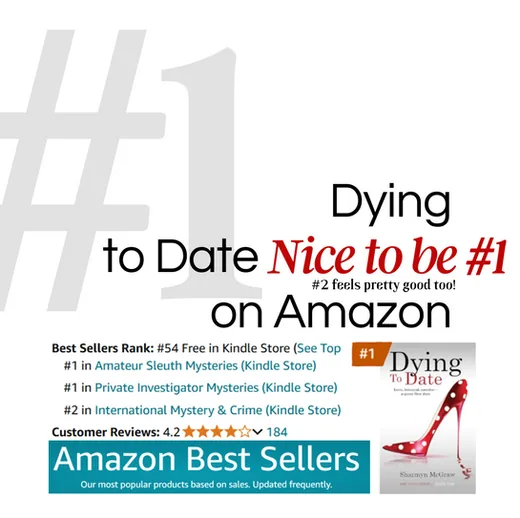 Amazon Best Sellers listing showing Dying to Date at #1 in Amateur Sleuth Mysteries